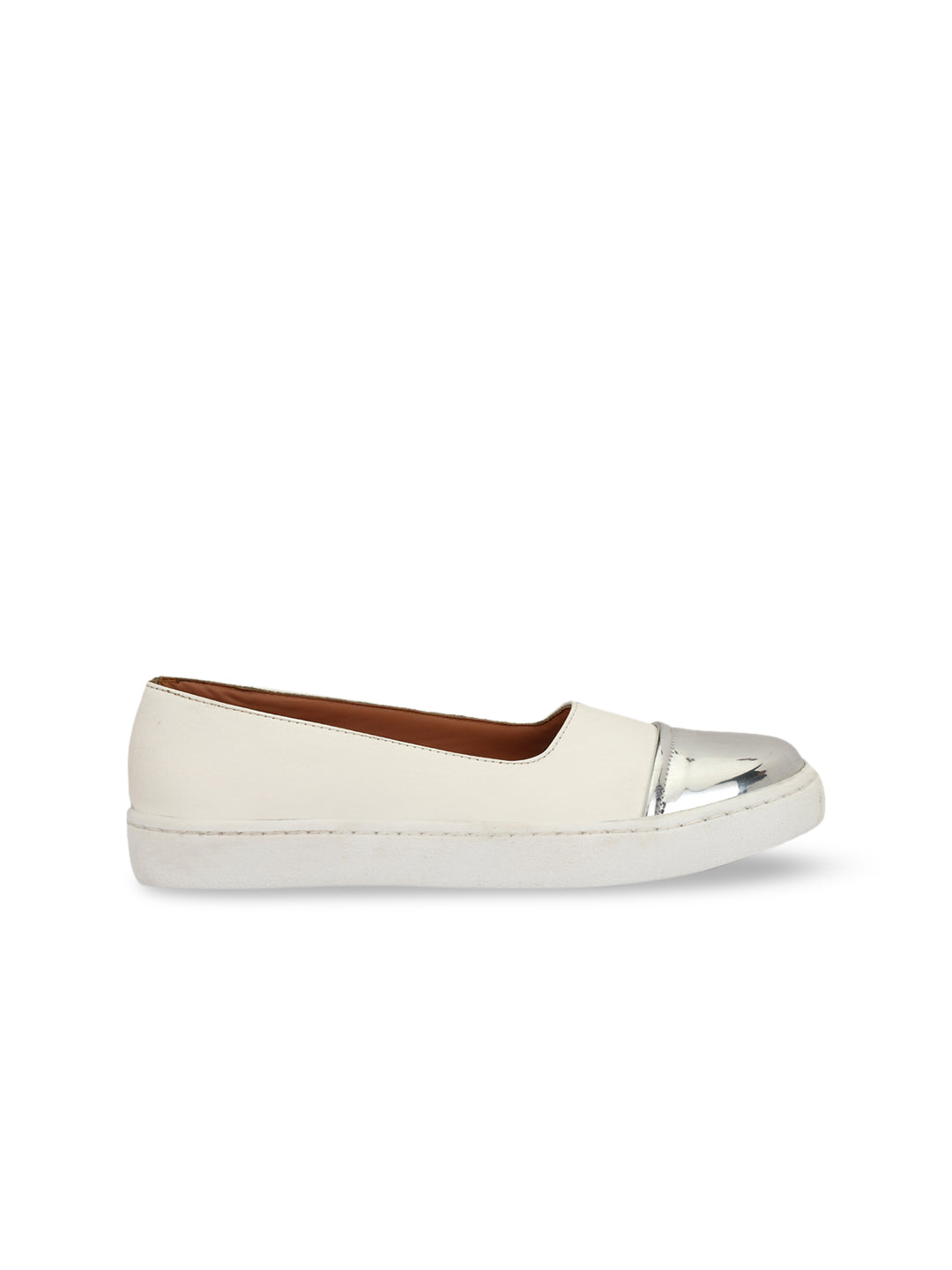Aady Austin Women White Sliver Toe Slip-On Sneaker_Shoes (AUS195002)