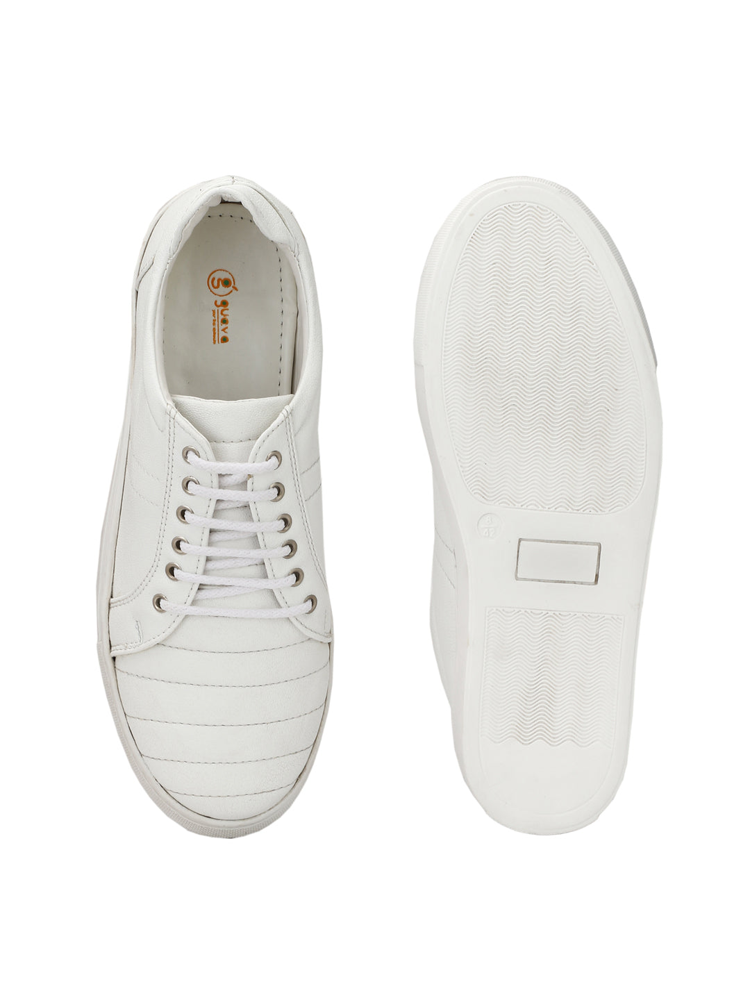 Guava Men's White Quilted Lace up Sneaker (GV15JA534)