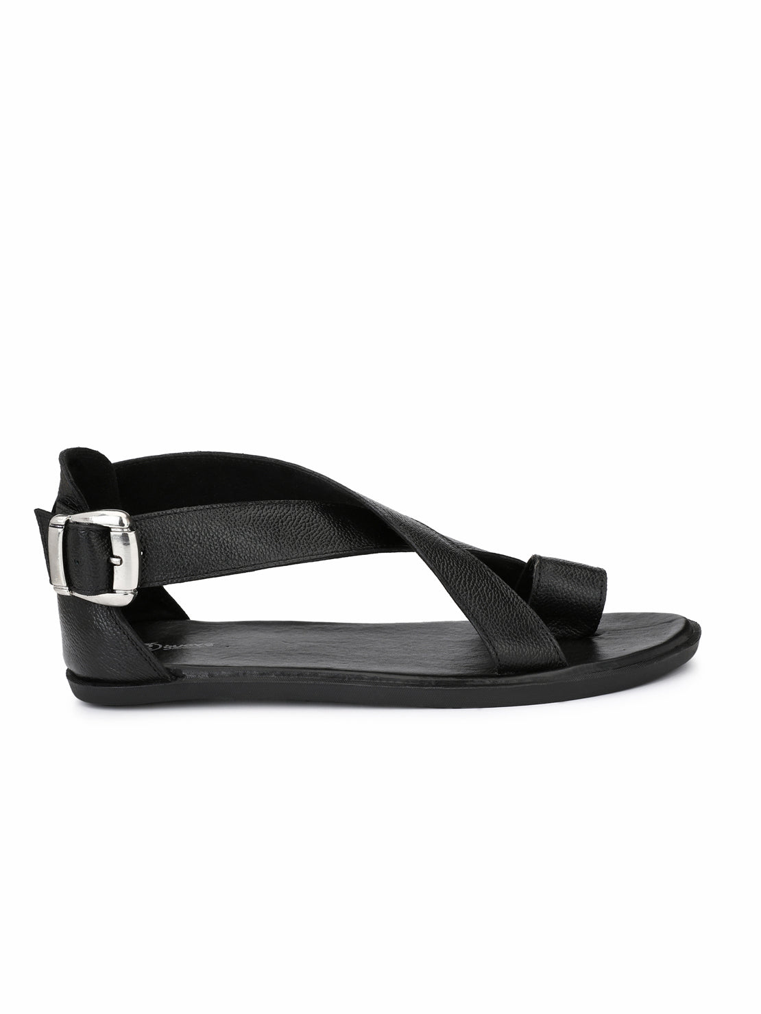 Guava Men Anti-Sweat Leather Black Sandals (GV15JA555)