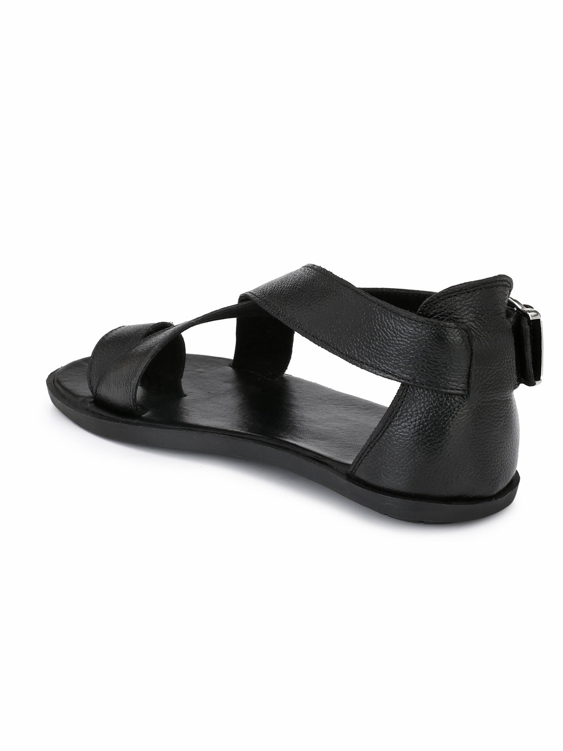 Guava Men Anti-Sweat Leather Black Sandals (GV15JA555)