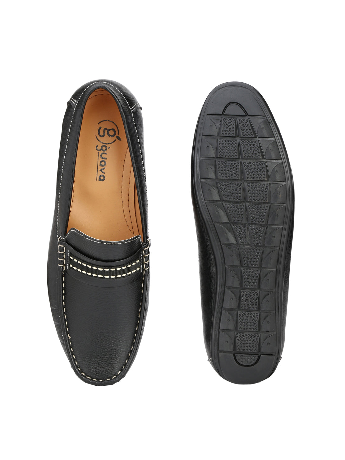 Guava Men's Black Casual Slip On Driving Loafers (GV15JA569)