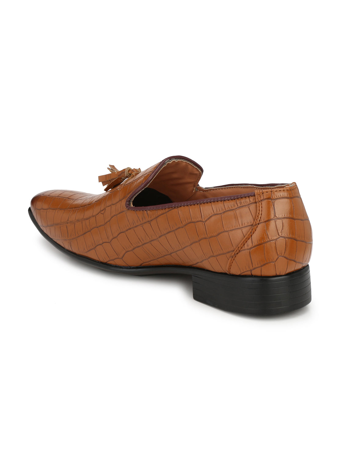 Guava Men's Tan Croco Textured Slip On Semi Formal Shoes (GV15JA653)