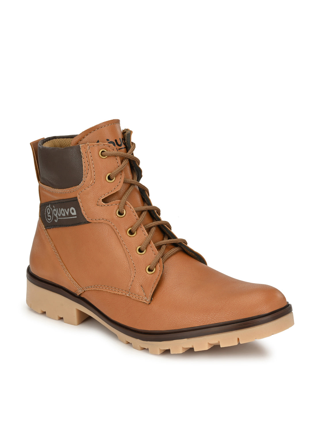 Guava Men's Tan Plain derby Boots (GV15JA684)