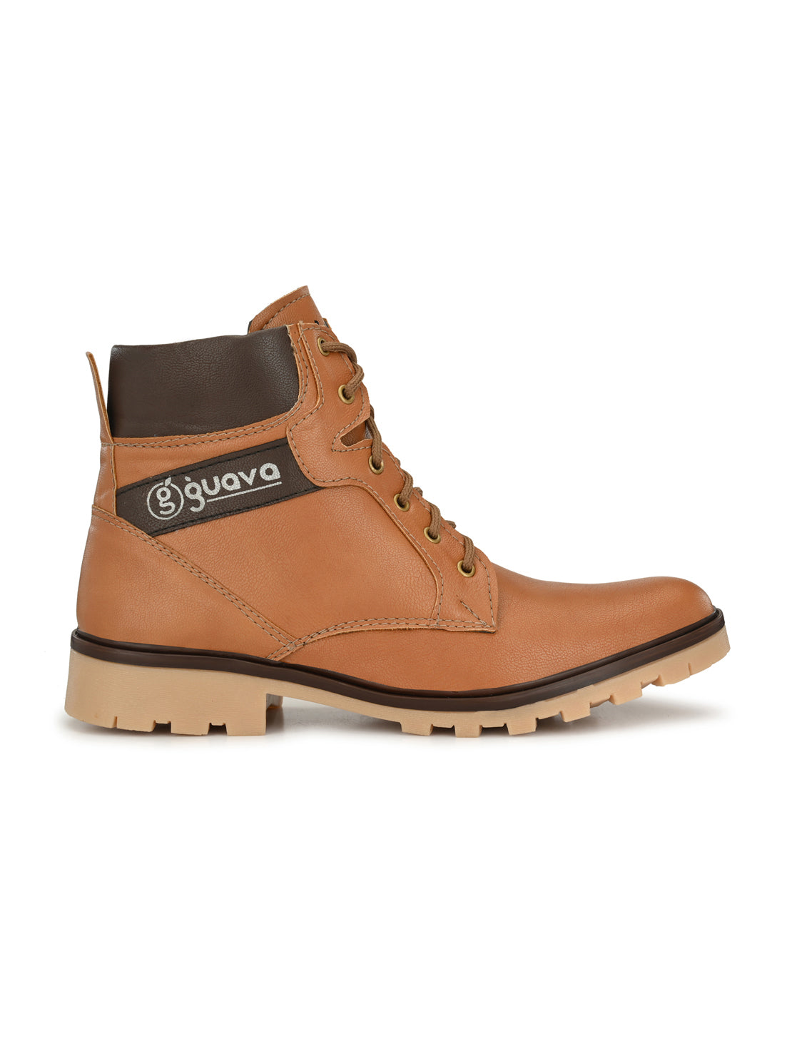 Guava Men's Tan Plain derby Boots (GV15JA684)