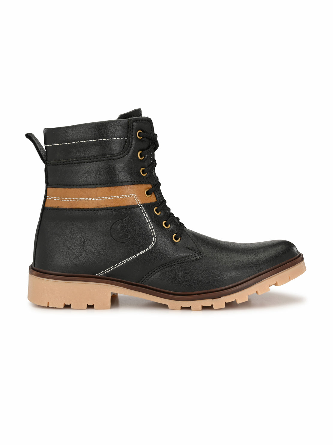 Guava Men's Black Plain derby Boots (GV15JA687)