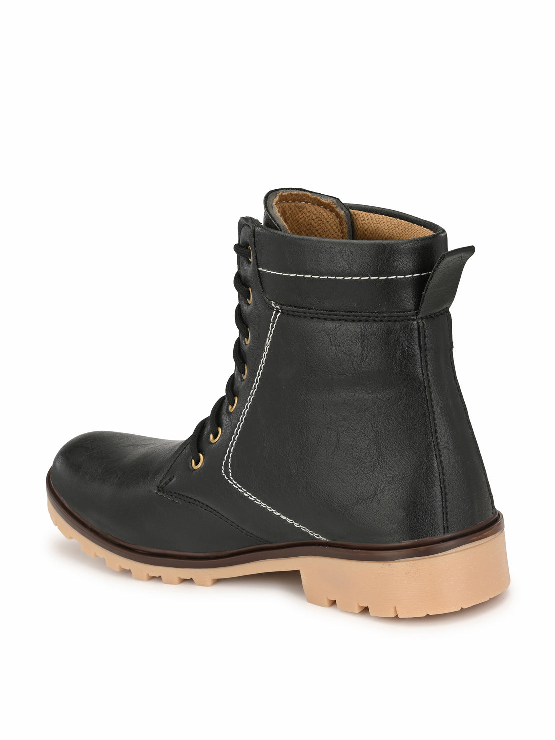 Guava Men's Black Plain derby Boots (GV15JA687)