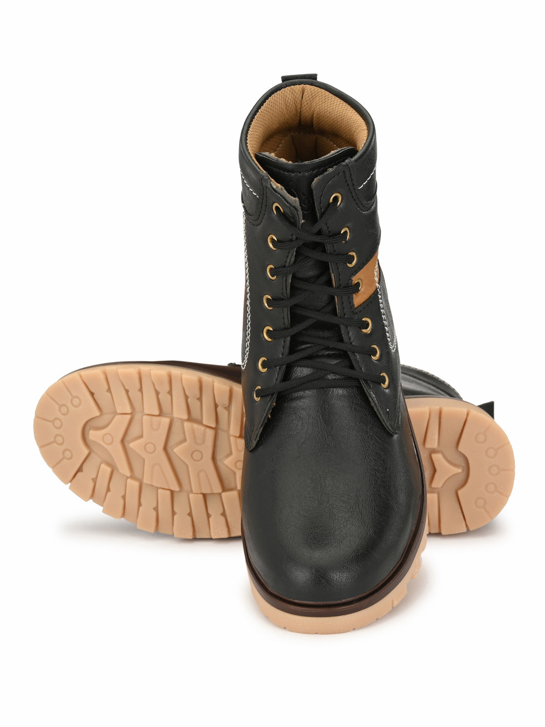 Guava Men's Black Plain derby Boots (GV15JA687)
