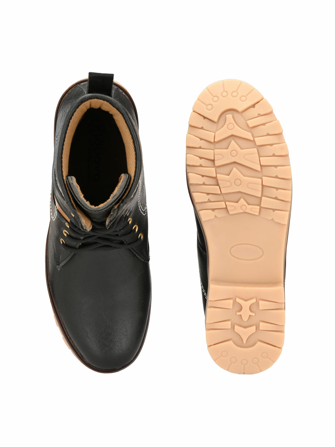 Guava Men's Black Plain derby Boots (GV15JA687)