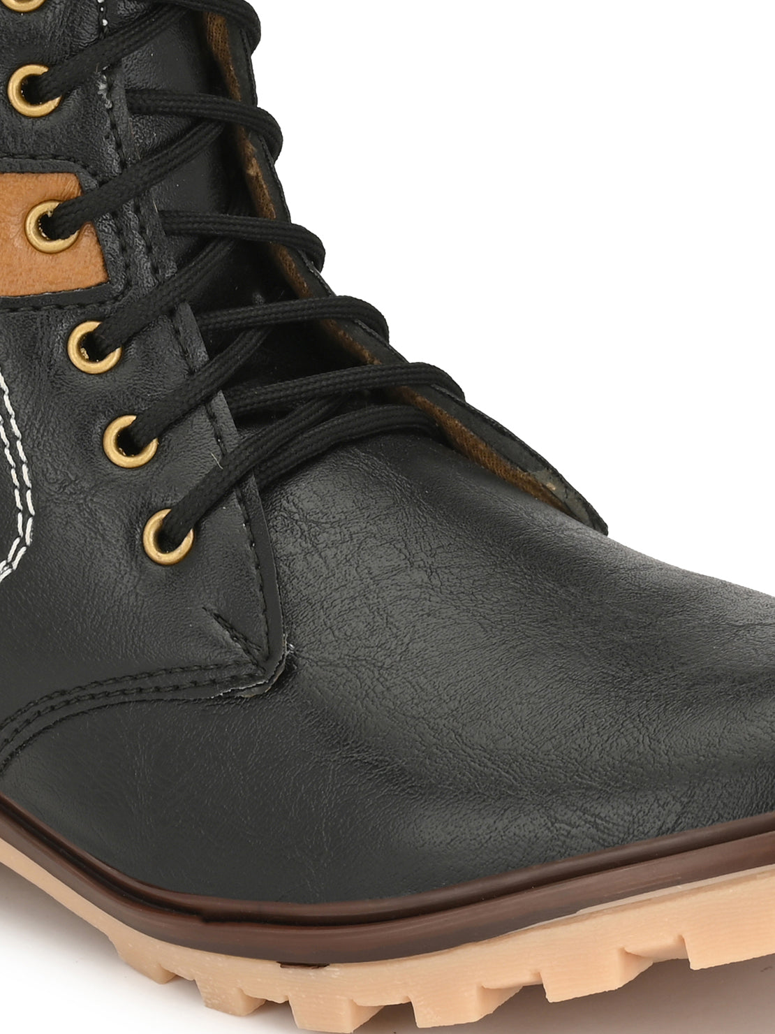 Guava Men's Black Plain derby Boots (GV15JA687)
