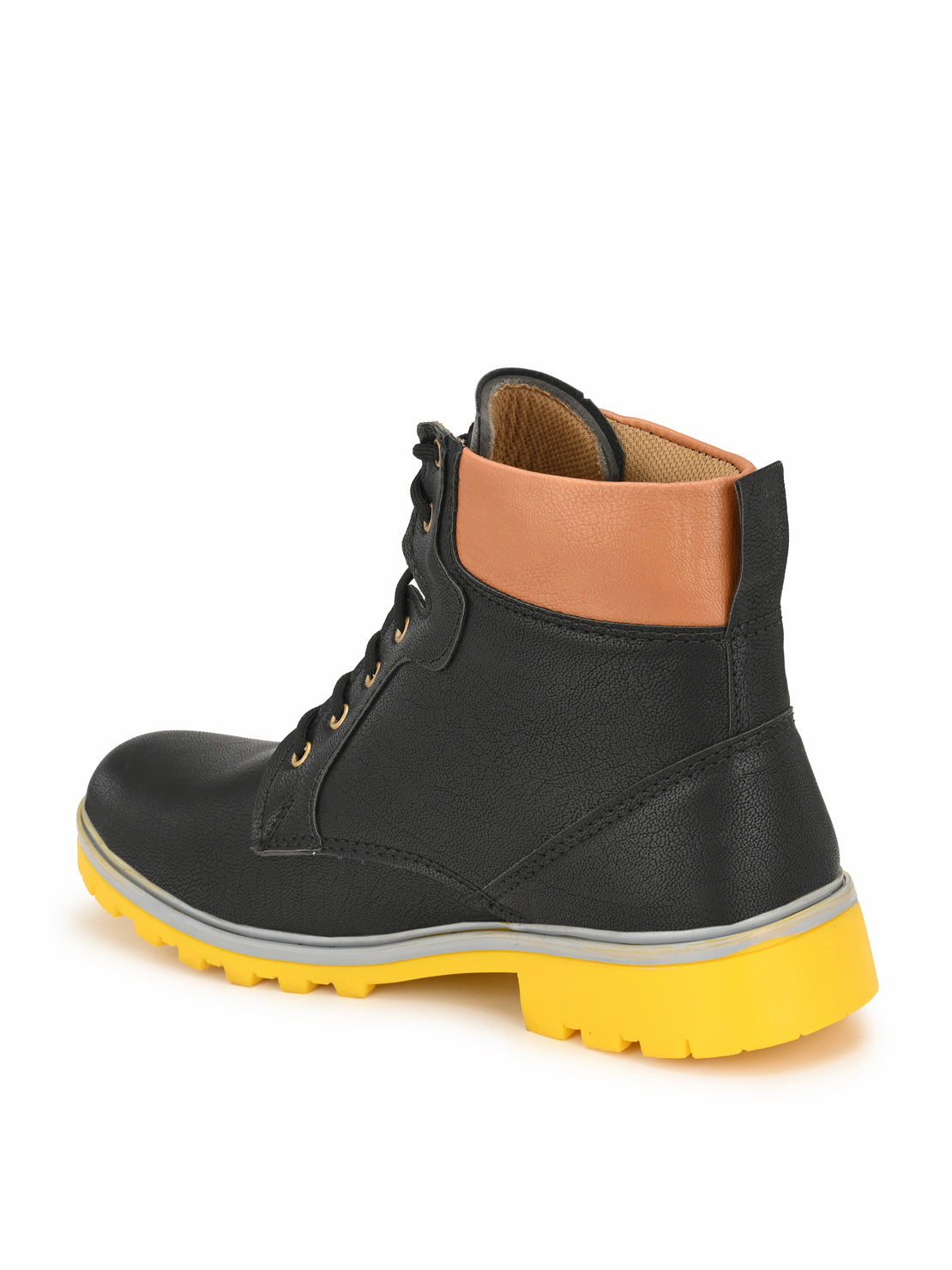 Guava Men's Black Plain derby Boots (GV15JA689)