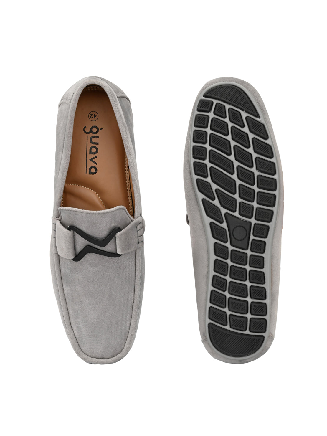 Guava Men's Grey Charming Velvet Slip On Loafers (GV15JA724)