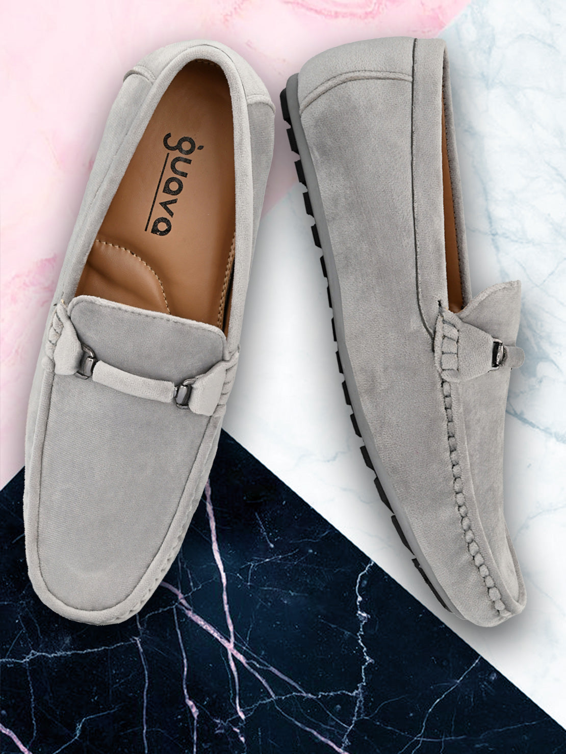 Guava Men's Grey Charming Velvet Slip On Loafers (GV15JA725)