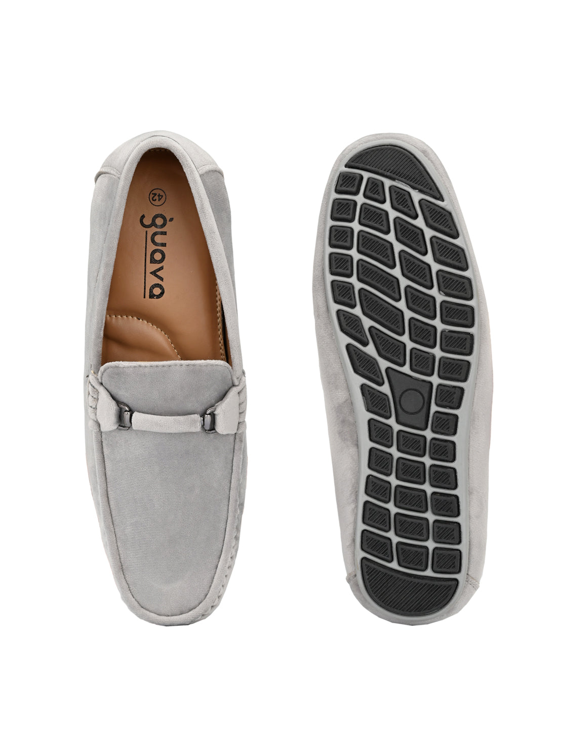 Guava Men's Grey Charming Velvet Slip On Loafers (GV15JA725)