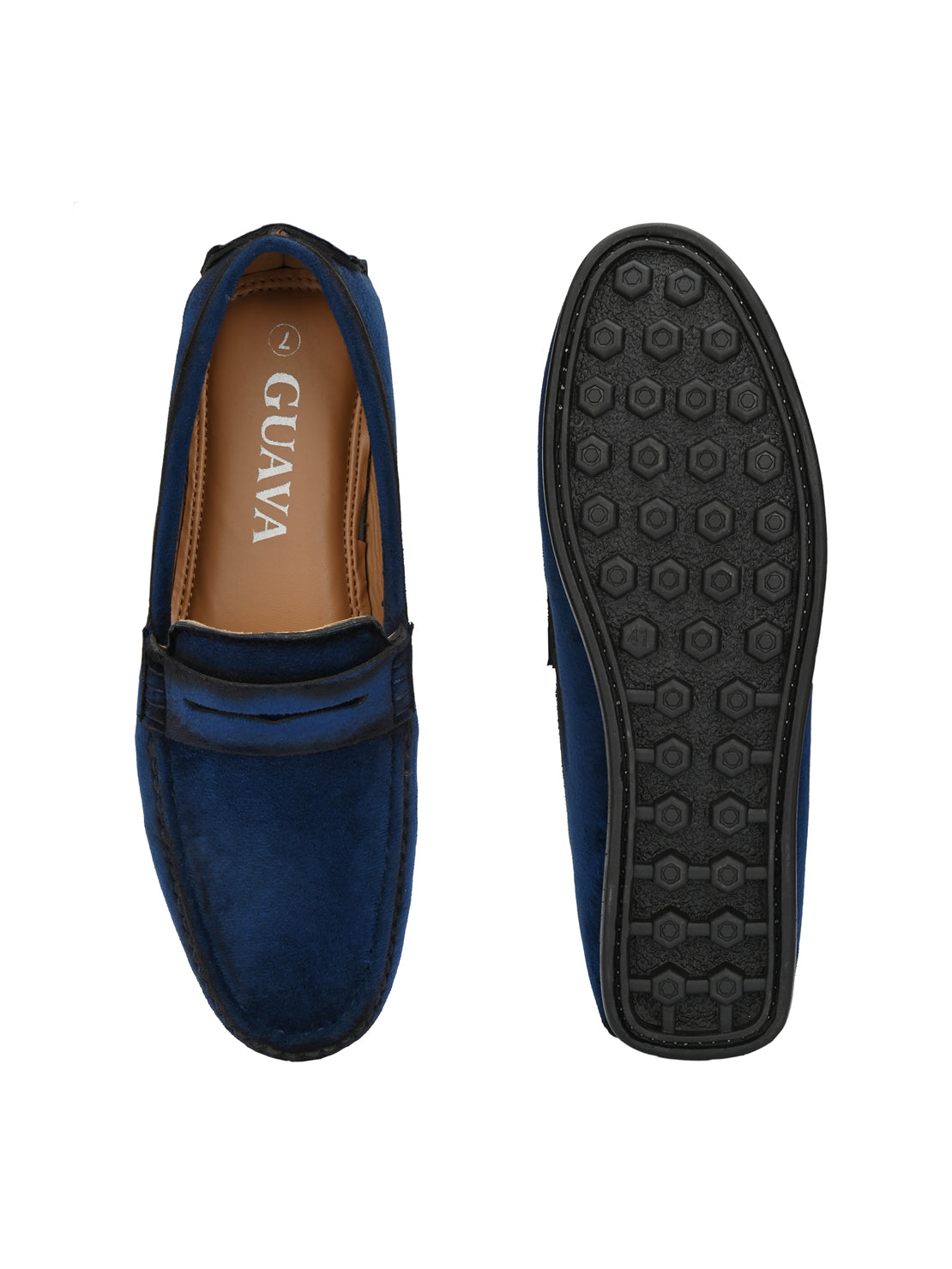 Guava Men's Blue Charming Velvet Slip On Loafers (GV15JA735)