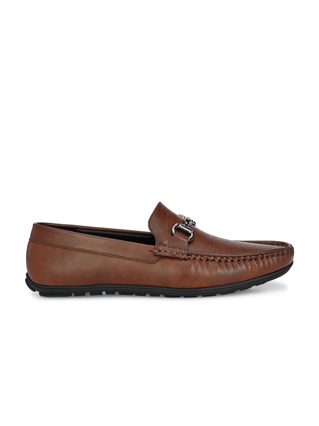 Guava Men's Brown Textured Embossed Slip On Driving Loafers (GV15JA743)