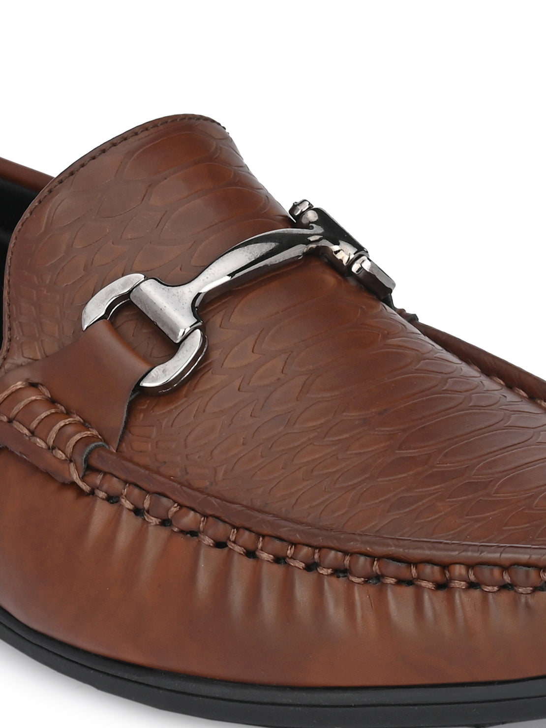 Guava Men's Brown Textured Embossed Slip On Driving Loafers (GV15JA743)