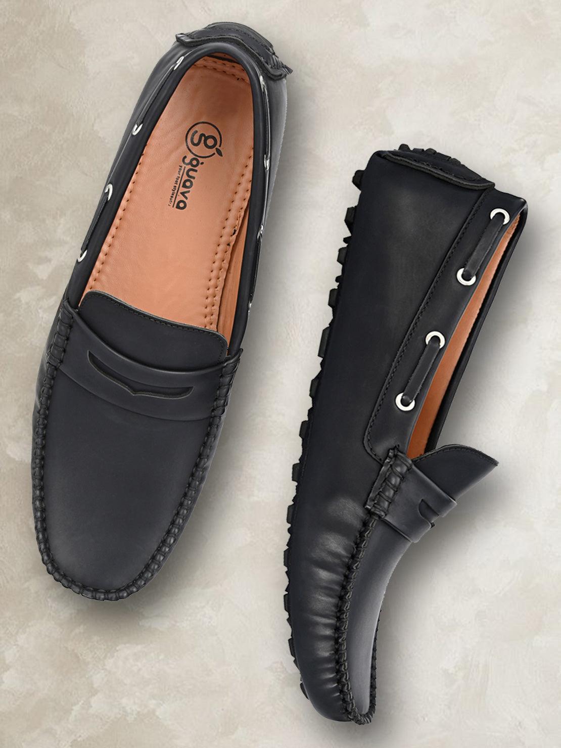 Guava Men's Black Casual Slip On Driving Loafers (GV15JA745)