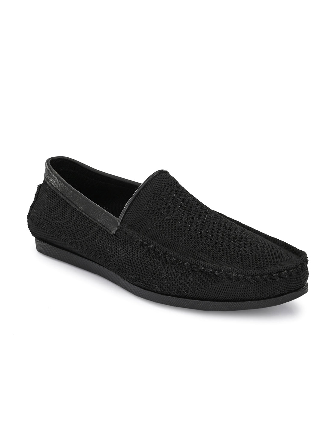 Guava Men's Black Knitted Slip On Driving Loafers (GV15JA760)