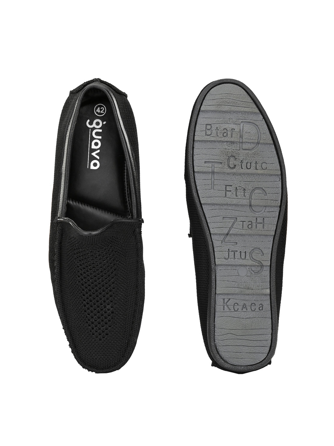 Guava Men's Black Knitted Slip On Driving Loafers (GV15JA760)