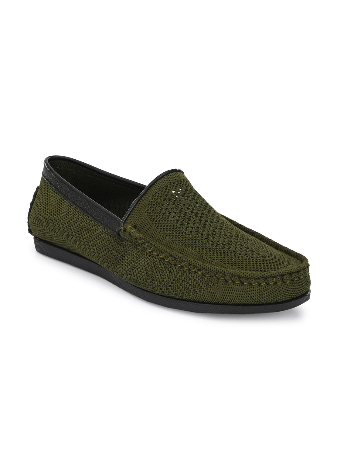 Guava Men's Olive Knitted Slip On Driving Loafers (GV15JA761)
