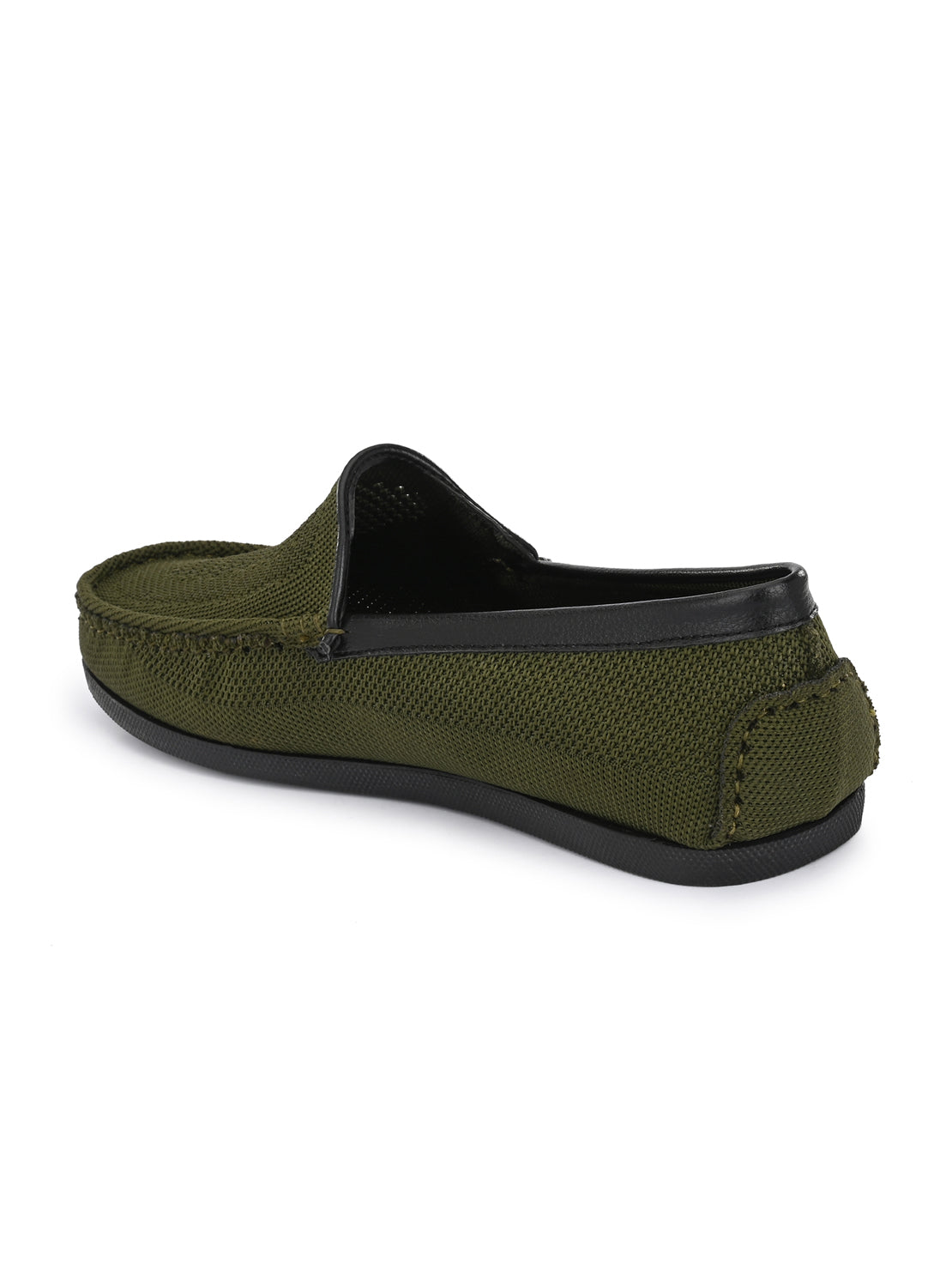 Guava Men's Olive Knitted Slip On Driving Loafers (GV15JA761)