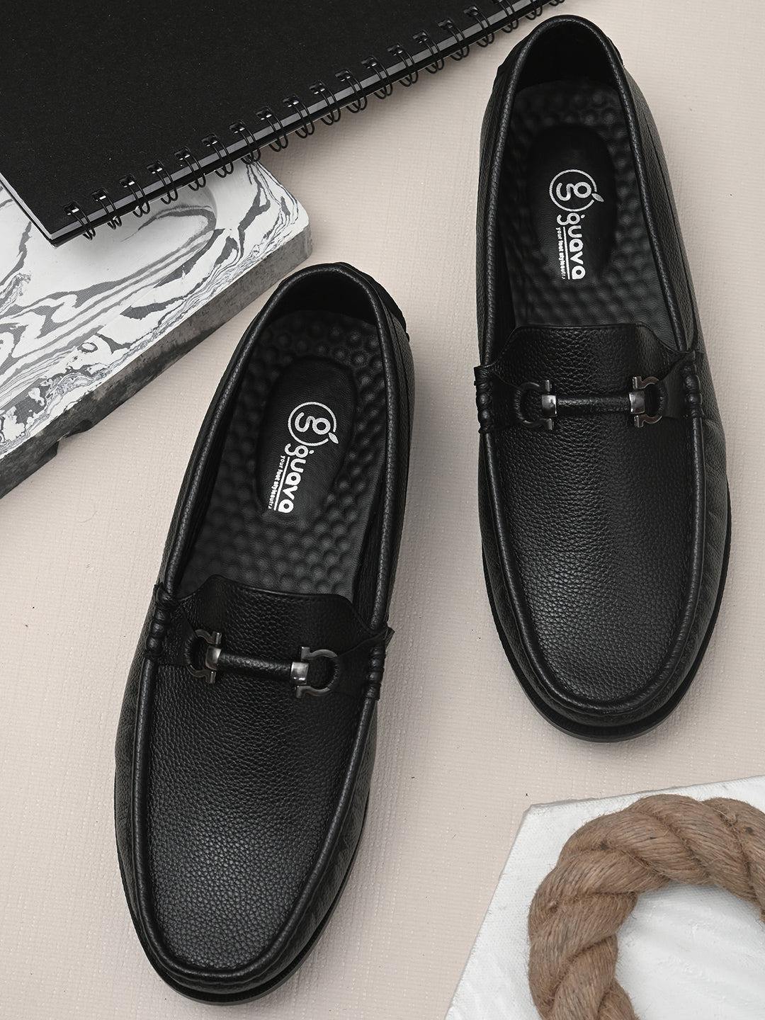 Guava Men's Black Casual Slip On Driving Loafers (GV15JA772)