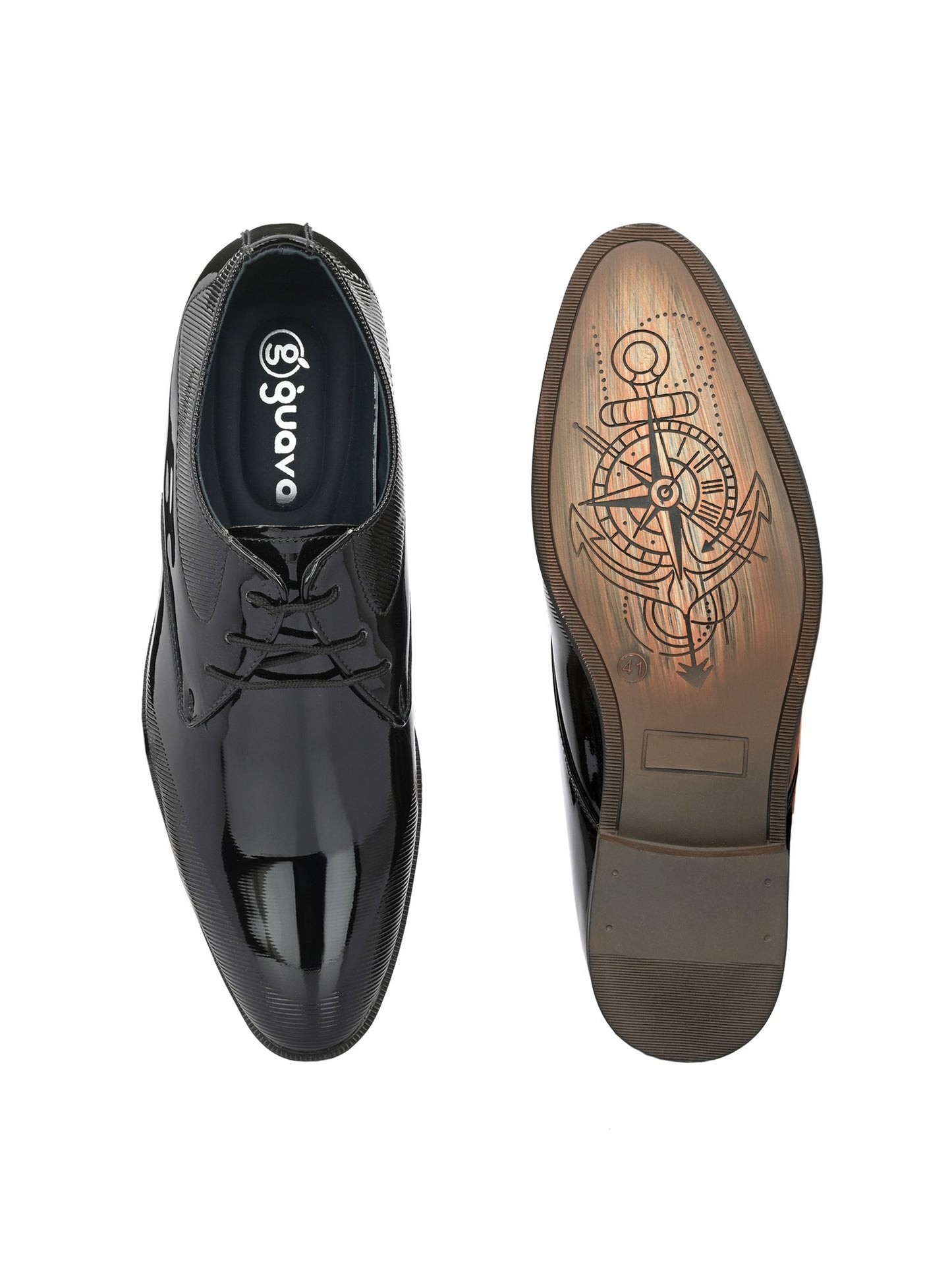 Guava Men's Black Patent Derby Lace Up Formal Shoes (GV15JA794)