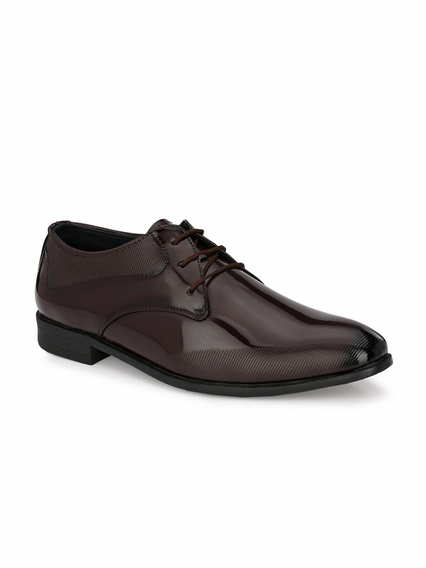 Guava Men's Brown Patent Derby Lace Up Formal Shoes (GV15JA795)