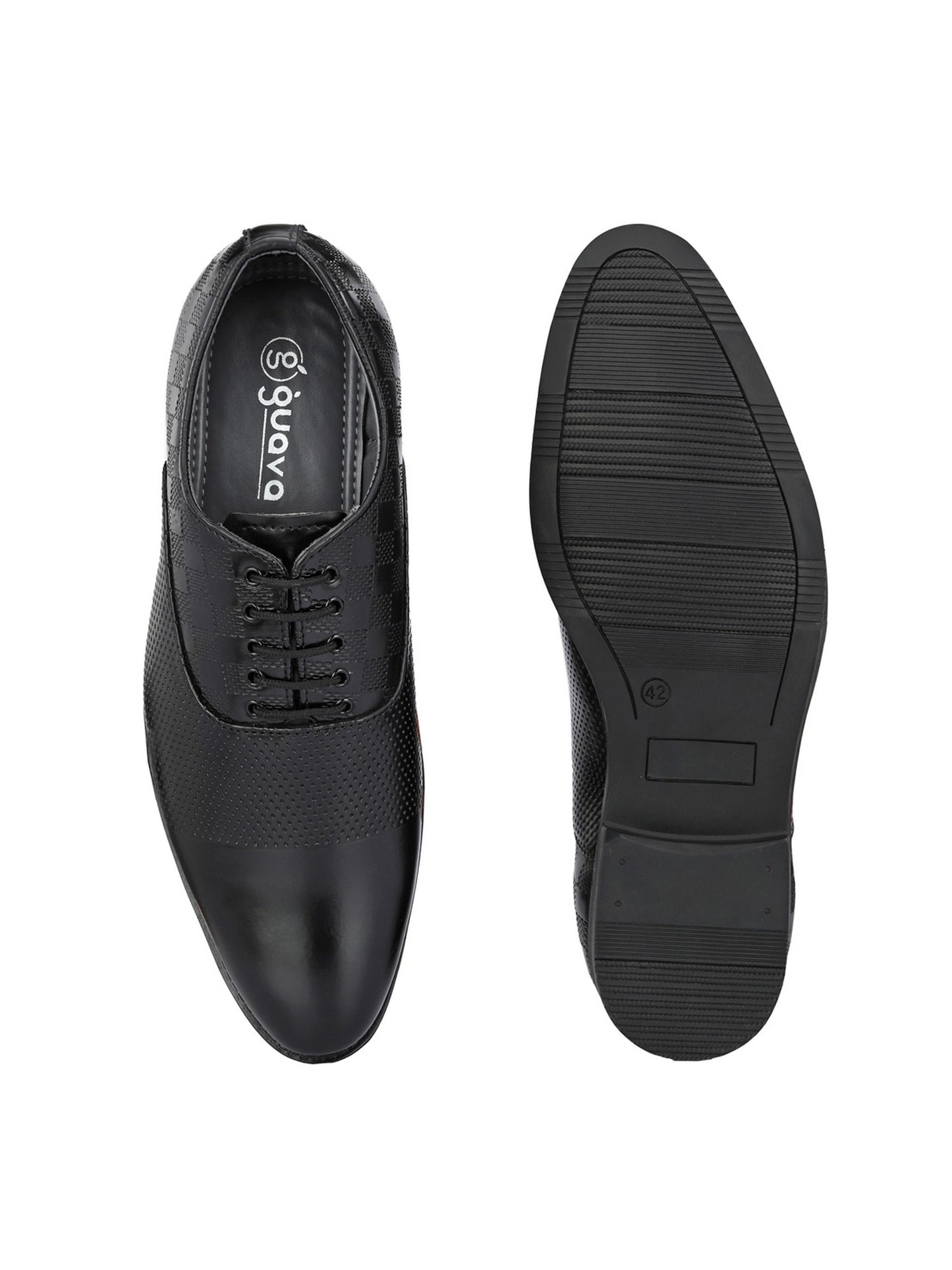 Guava Men's Black Derby Lace Up Semi Formal Shoes (GV15JA809)