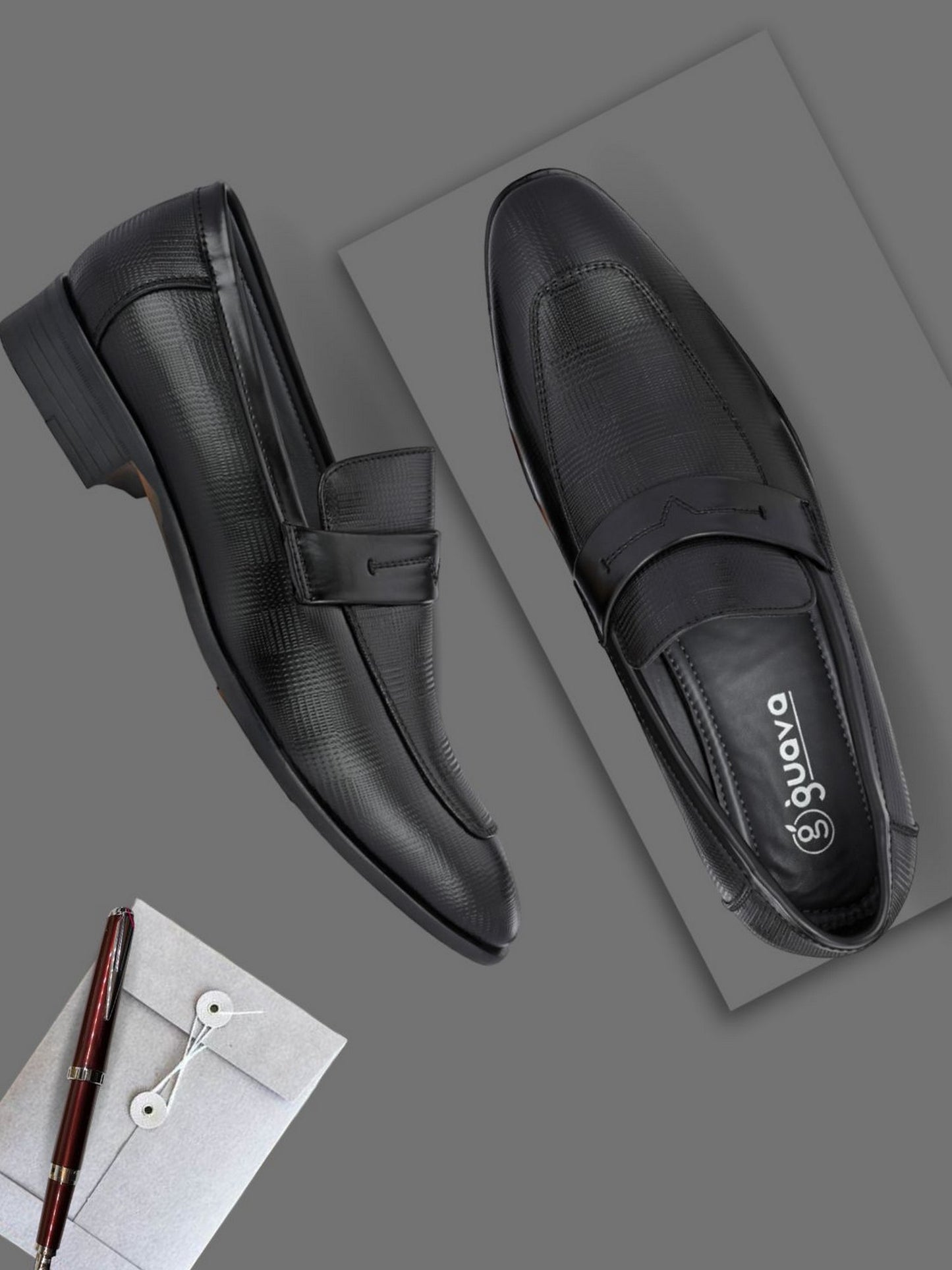 Guava Men's Black Slip On Semi Formal Shoes (GV15JA811)
