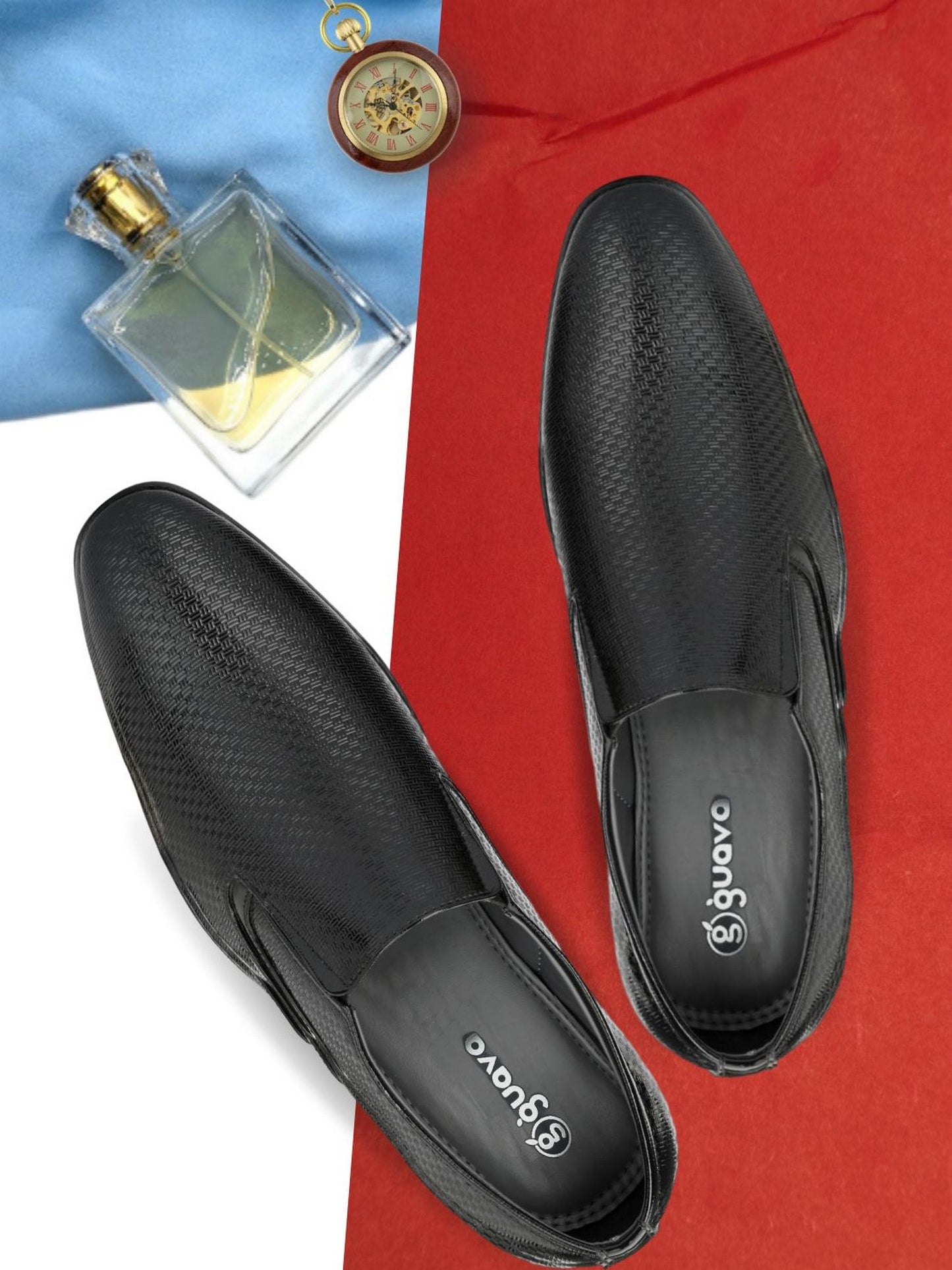 Guava Men's Black Slip On Semi Formal Shoes (GV15JA822)