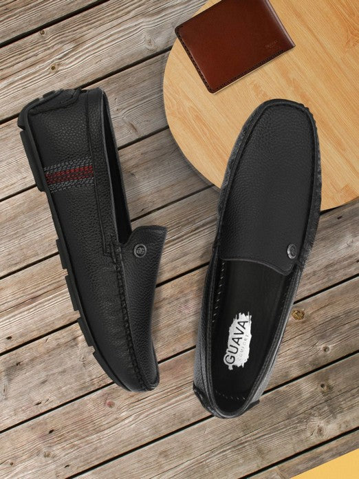 Guava Men's Black Casual Slip On Driving Loafers (GV15JA832)