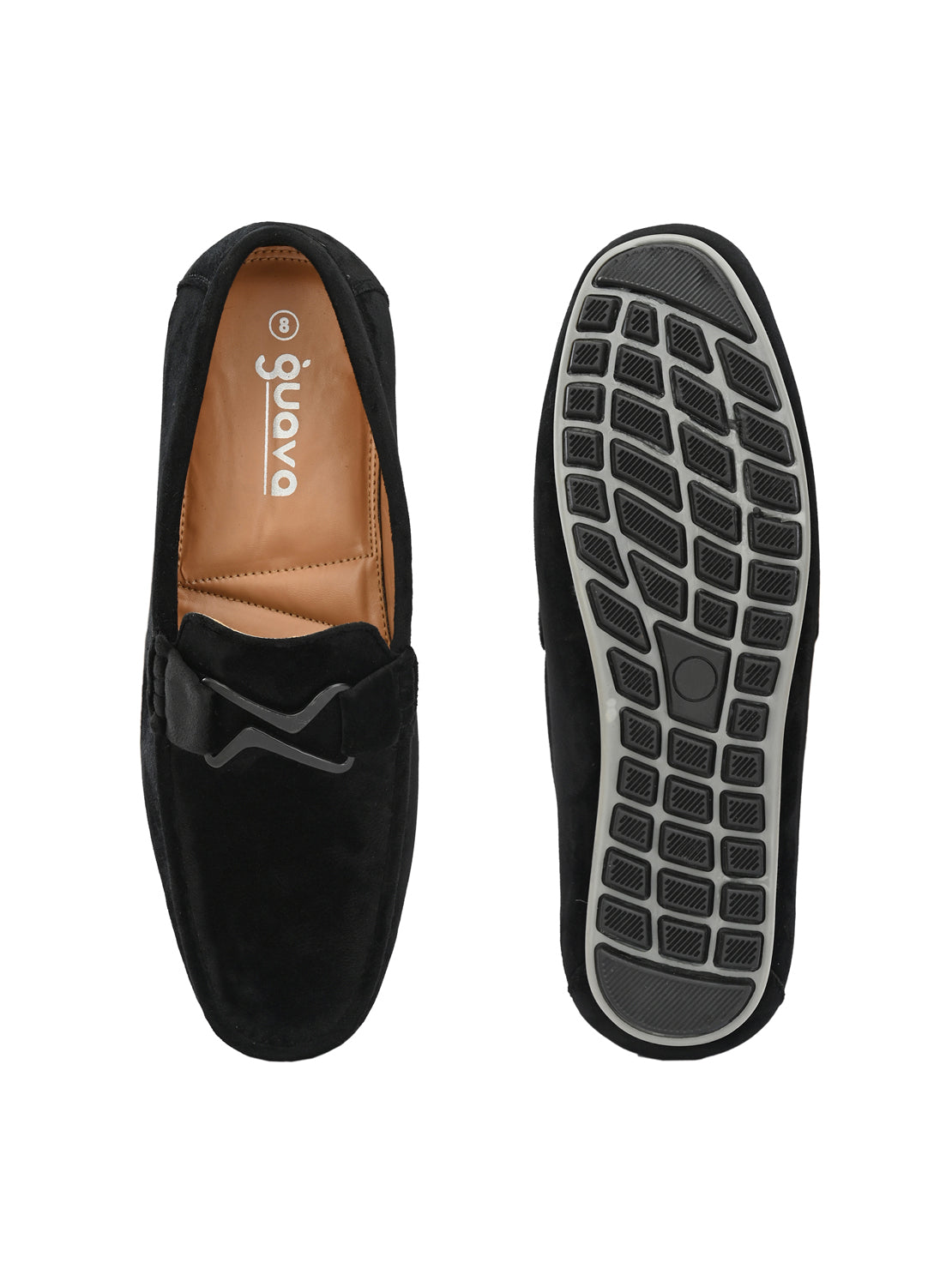 Guava Men's Black Charming Velvet Slip On Loafers (GV20JA704)