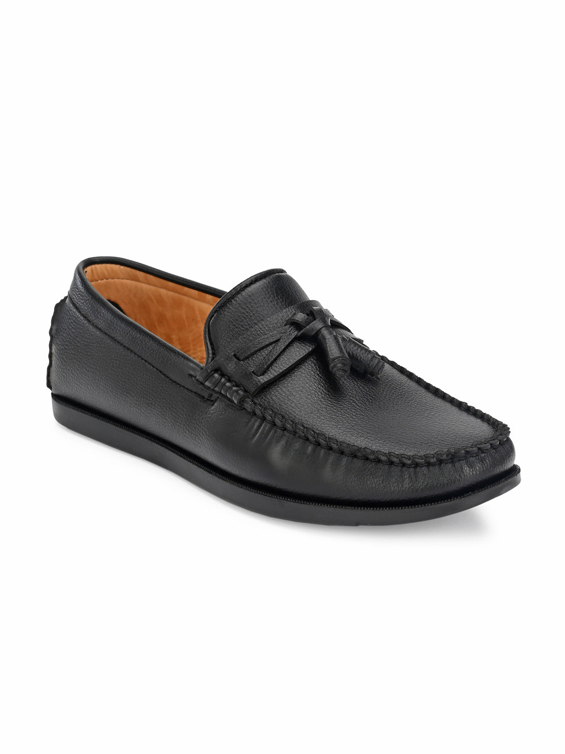 Guava Men's Black Textured Embossed 360 Flexible Slip On Driving Loafers (GV20JA714)