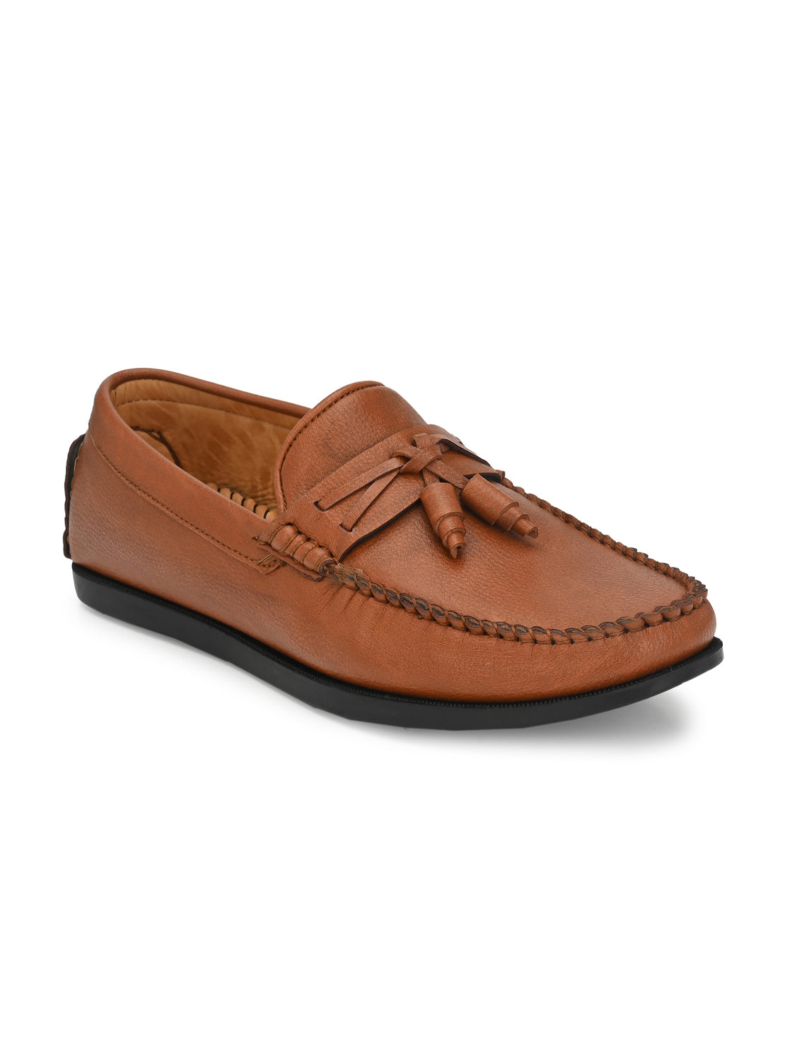 Guava Men's Tan Textured Embossed 360 Flexible Slip On Driving Loafers (GV20JA716)