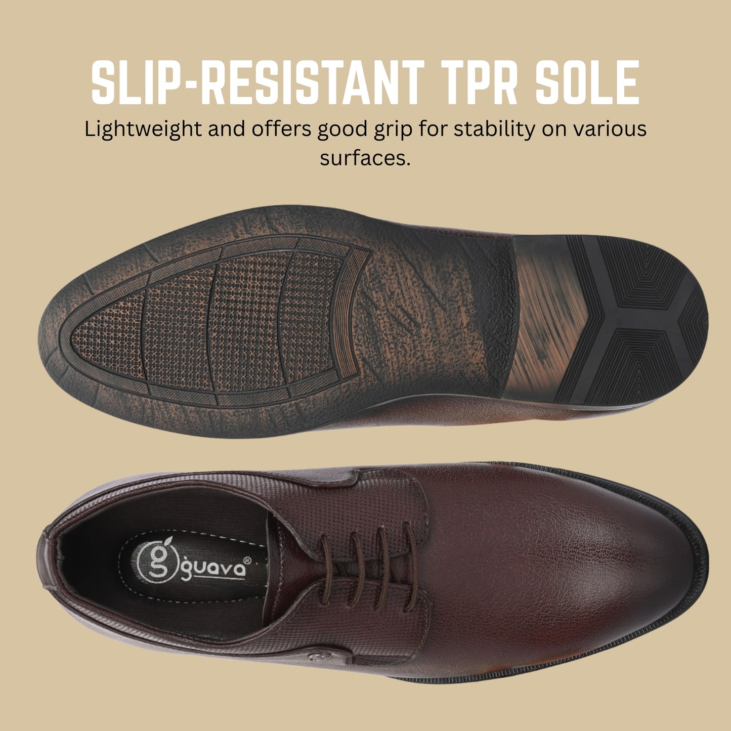 Guava Men's Faux Leather Lace-Up Derby Formal Shoes GV25JA880