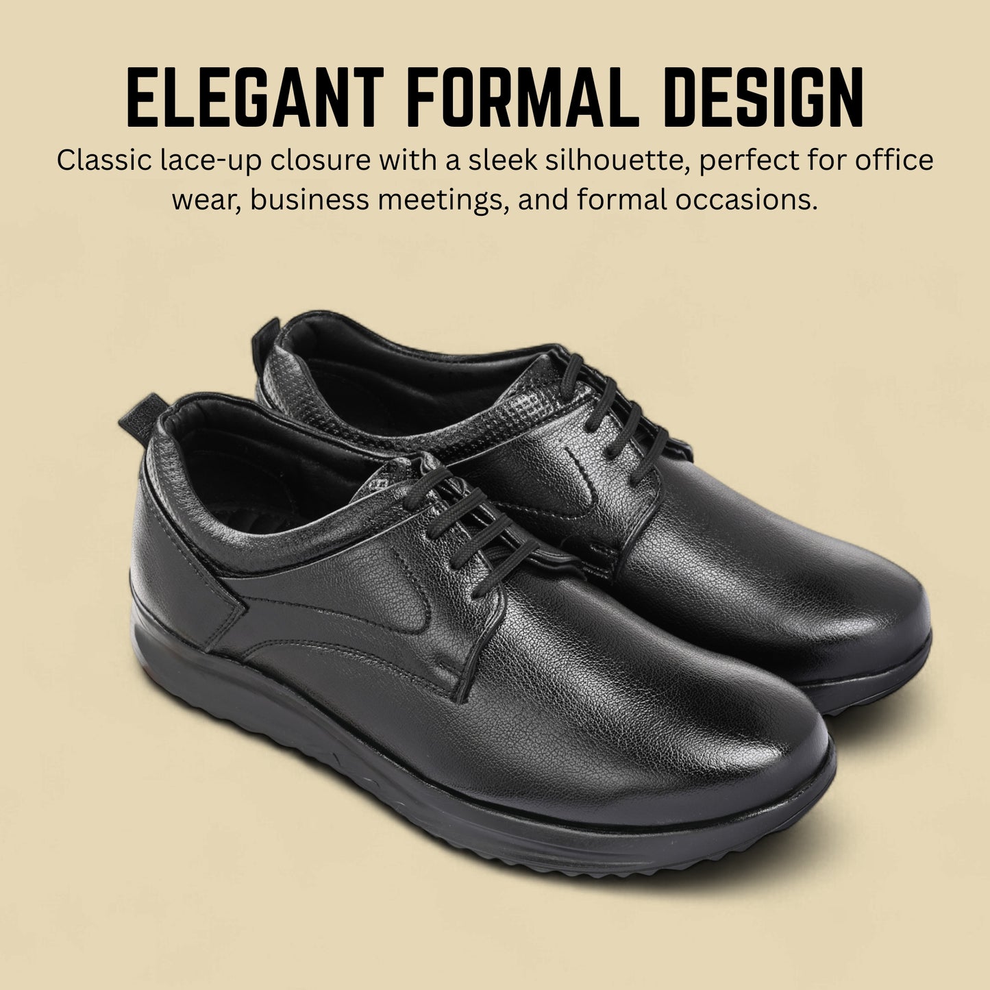 Guava Men's Featherwalk Lightweight Black Derby Fromal Shoes GV25JA895
