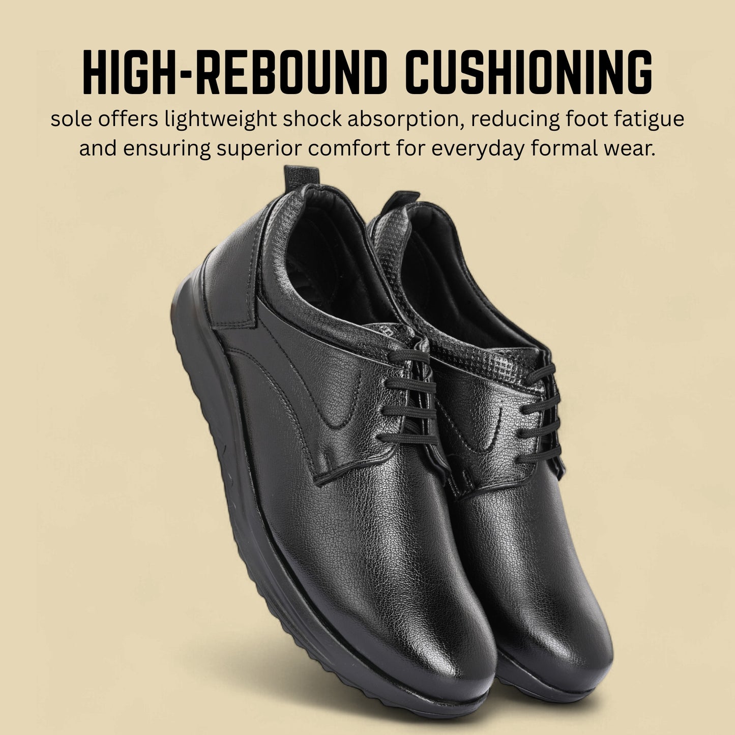 Guava Men's Featherwalk Lightweight Black Derby Fromal Shoes GV25JA895
