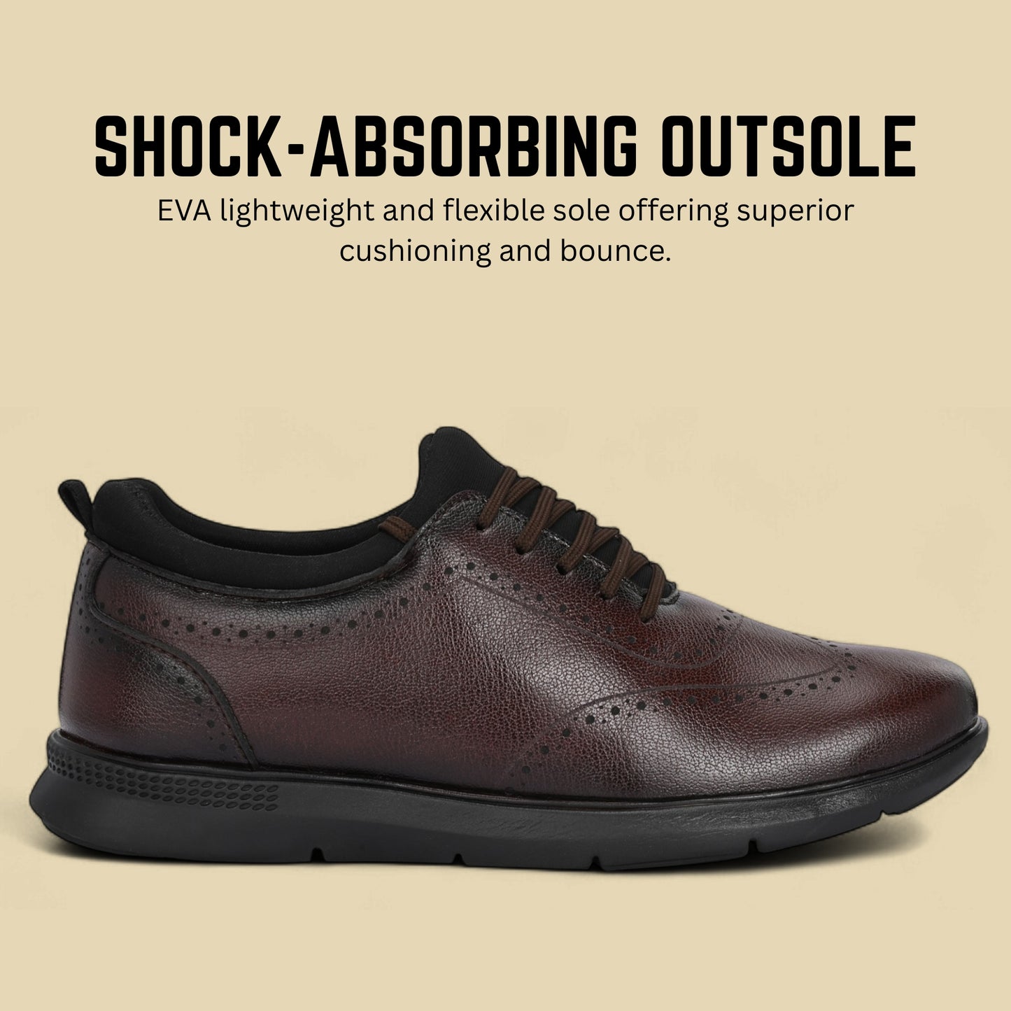 Guava Men's Featherwalk Lightweight Brown Brogue Semi Fromal Shoes GV25JA897