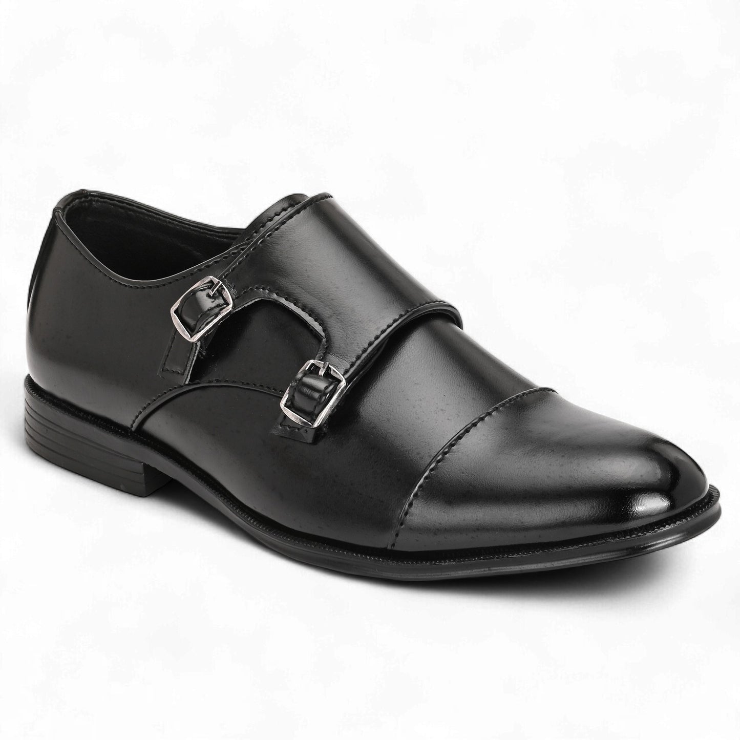 Guava Synthetic Leather Toecap Double Strap Black Monk Formal Shoes for Men's GV25JA899