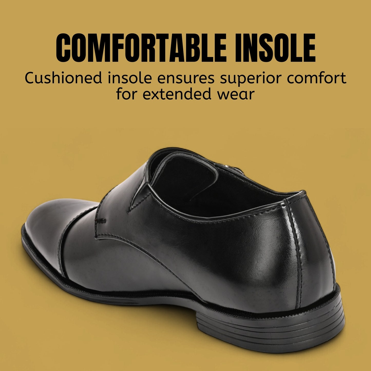 Guava Synthetic Leather Toecap Double Strap Black Monk Formal Shoes for Men's GV25JA899