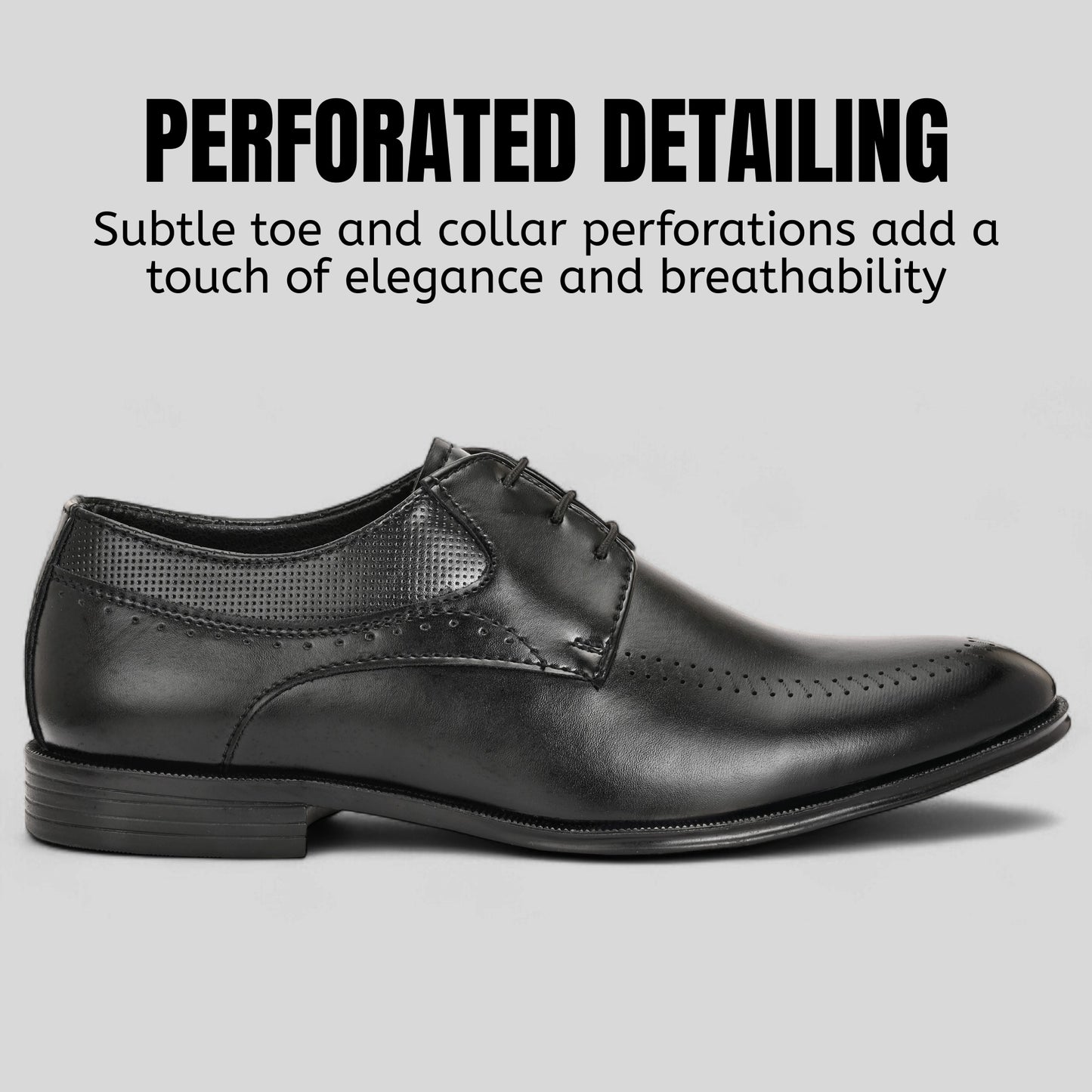 Guava Faux Leather Derby Black Lace up Formal Shoes for Men's GV25JA901