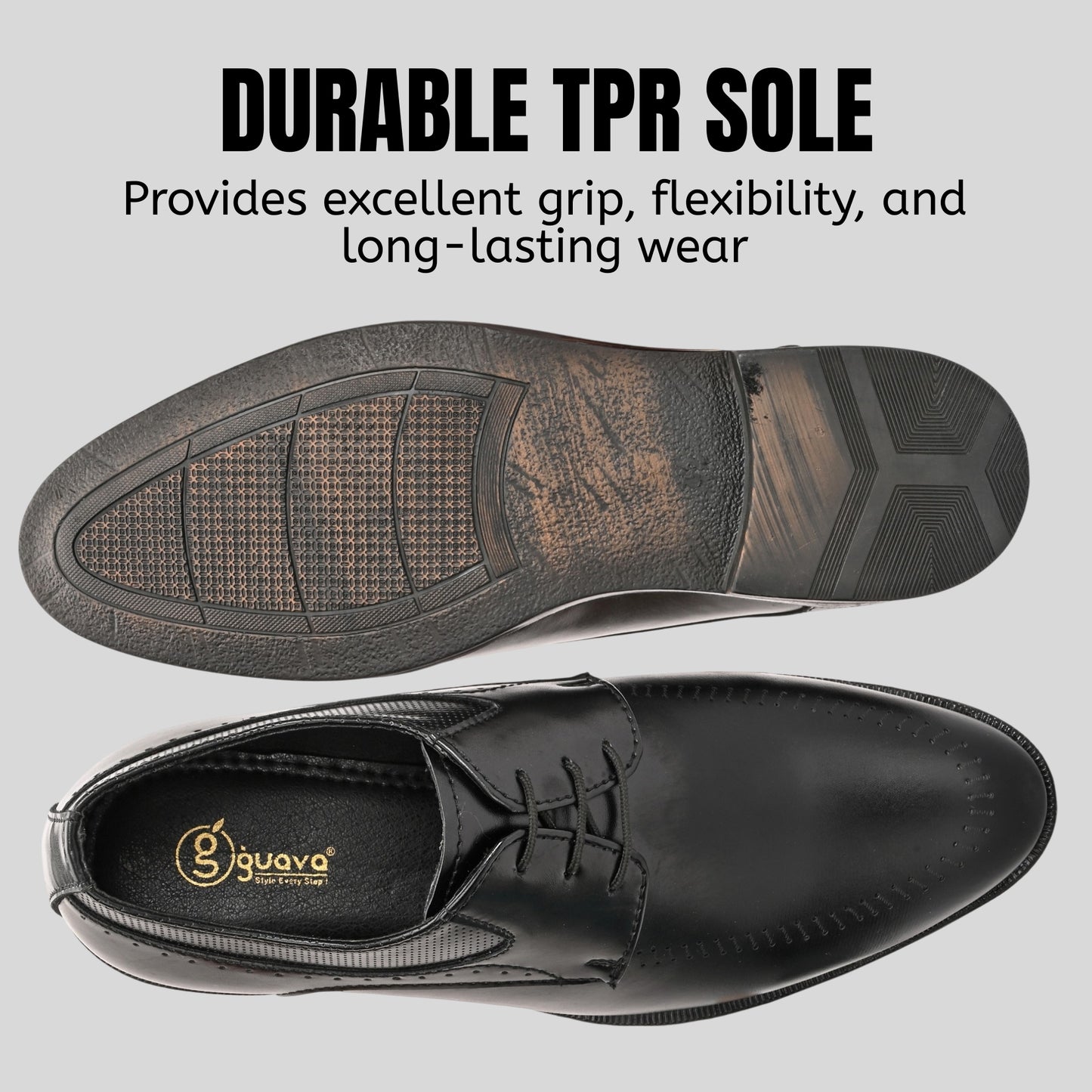 Guava Faux Leather Derby Black Lace up Formal Shoes for Men's GV25JA901