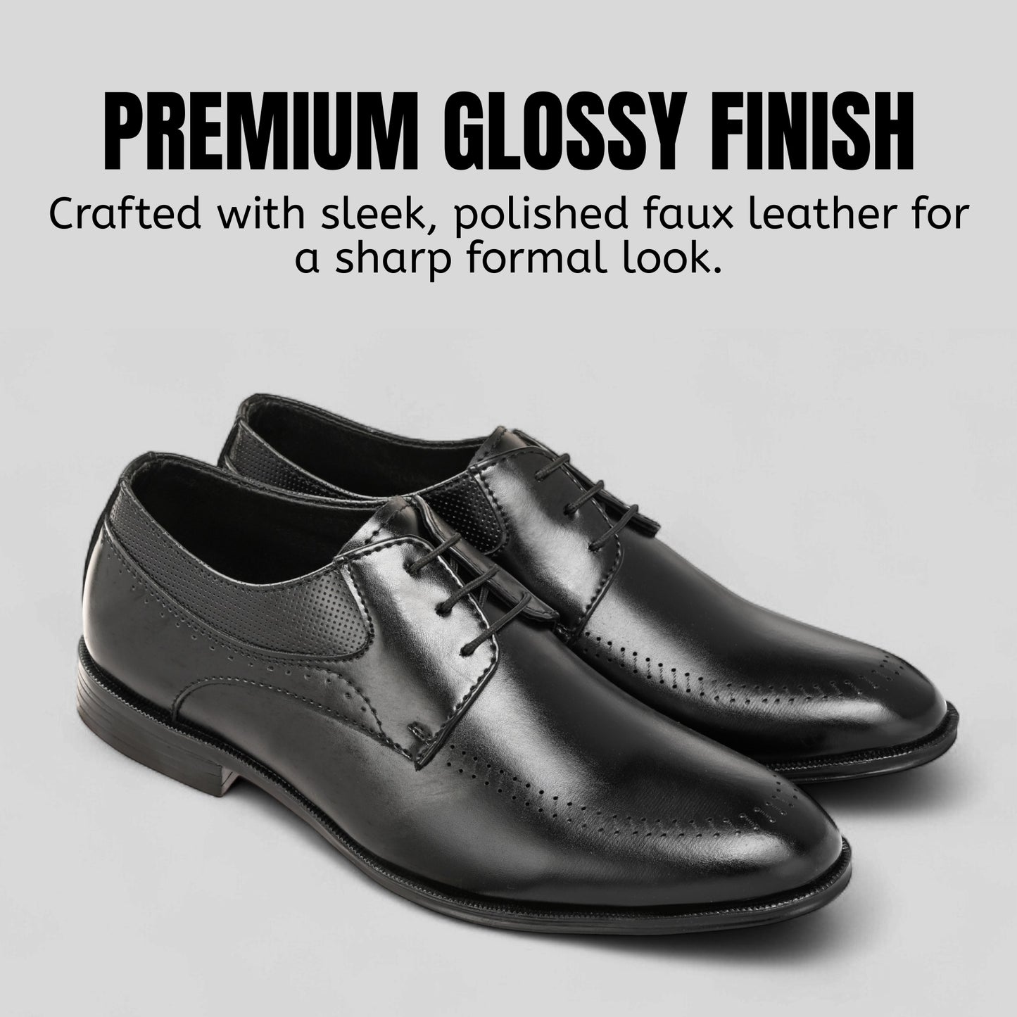Guava Faux Leather Derby Black Lace up Formal Shoes for Men's GV25JA901