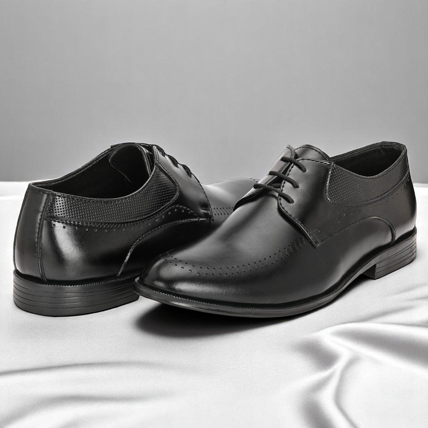 Guava Faux Leather Derby Black Lace up Formal Shoes for Men's GV25JA901