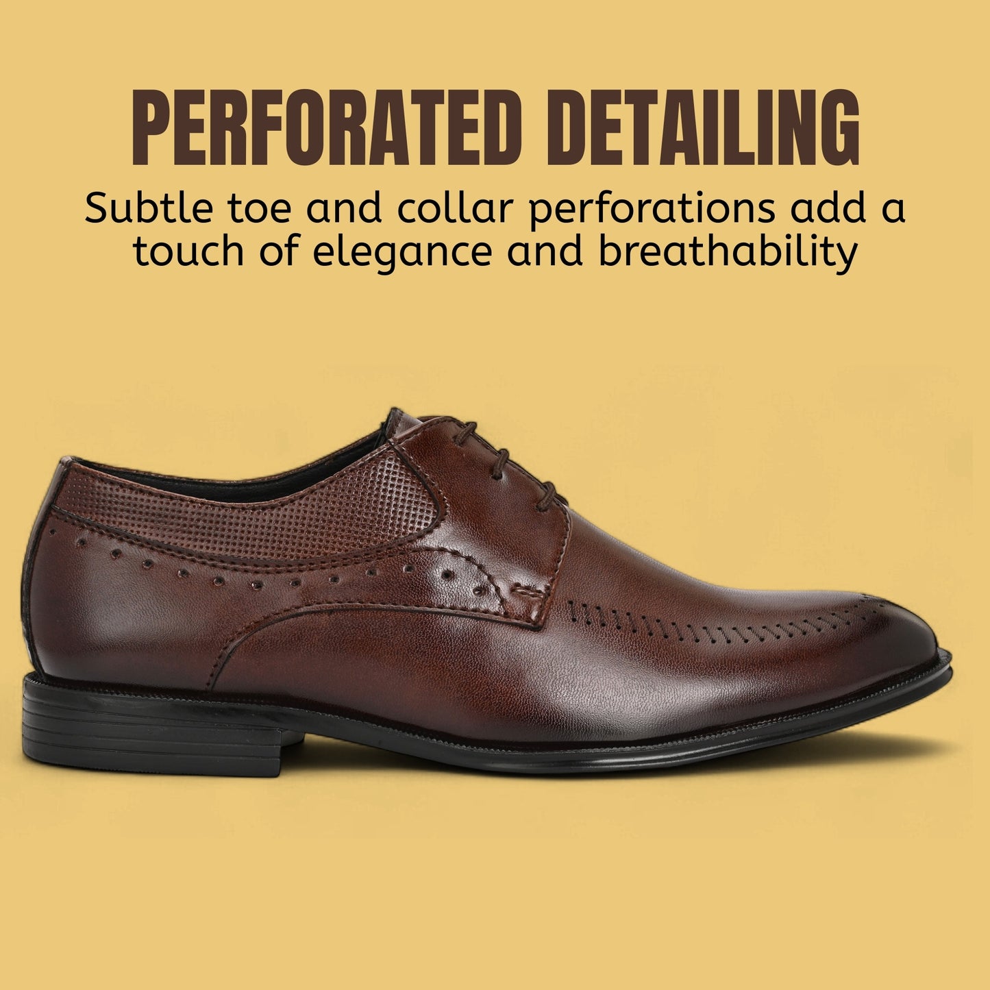 Guava Faux Leather Derby Brown Lace up Formal Shoes for Men's GV25JA902