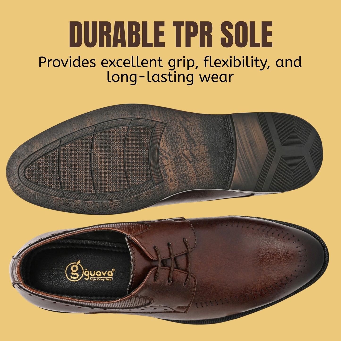 Guava Faux Leather Derby Brown Lace up Formal Shoes for Men's GV25JA902