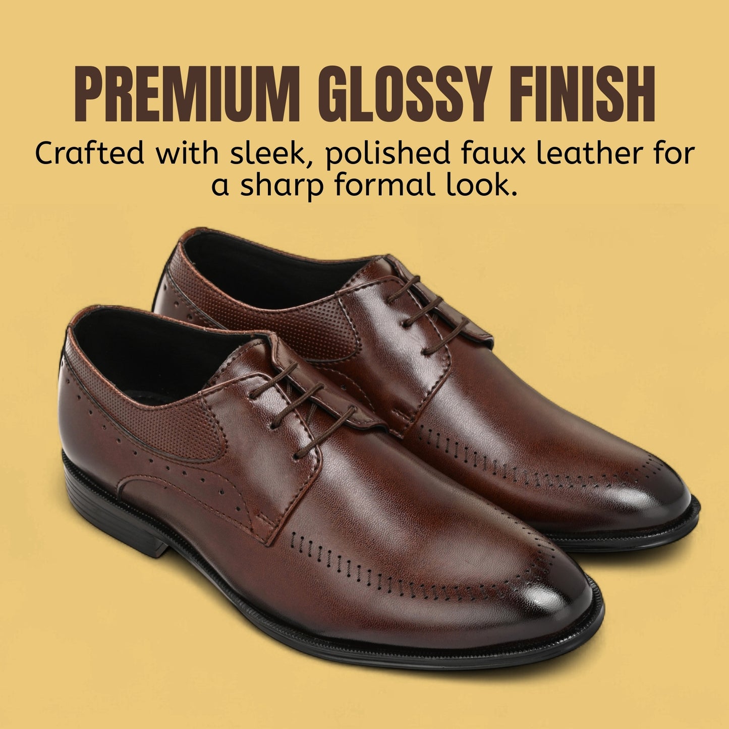 Guava Faux Leather Derby Brown Lace up Formal Shoes for Men's GV25JA902