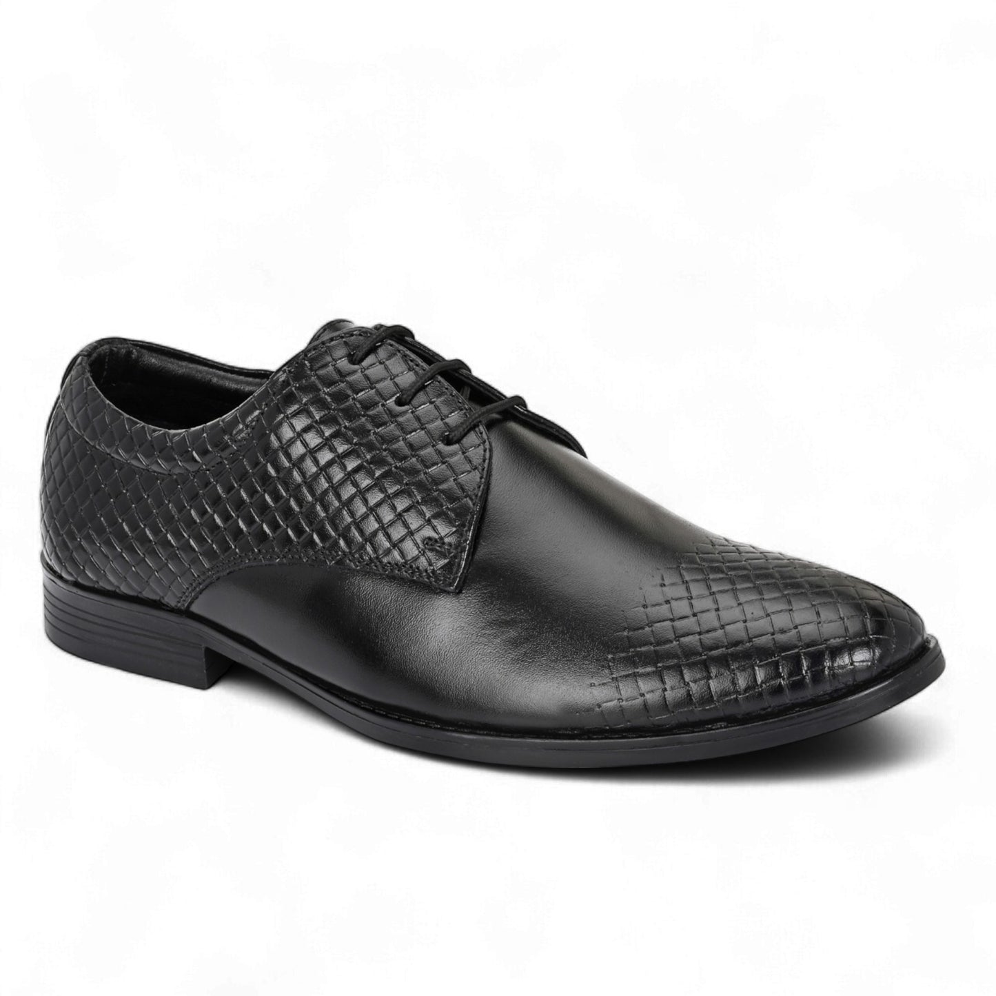 Guava Leather Derby Black Lace-Up Semi Formal Shoes for Men's GV25JA903