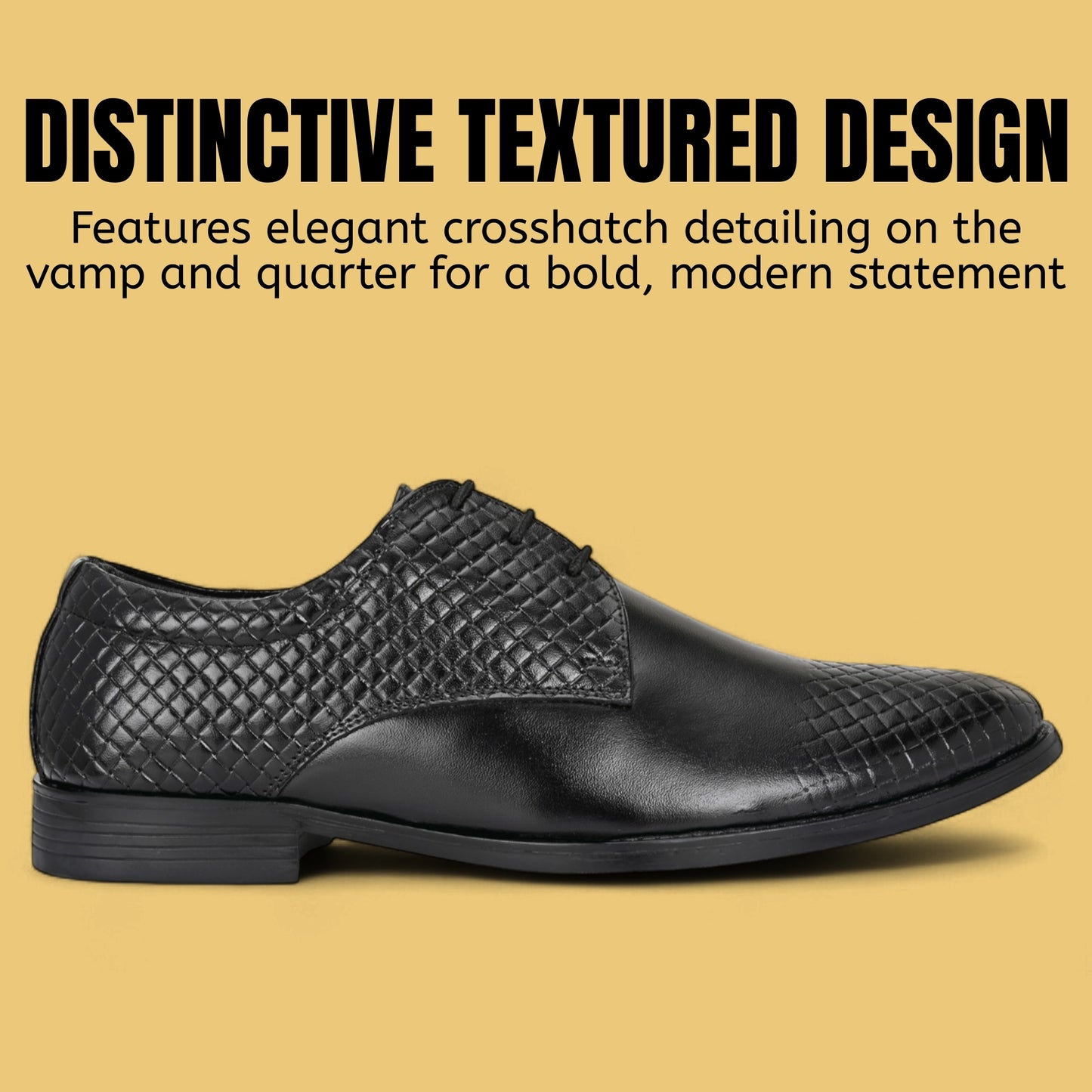 Guava Leather Derby Black Lace-Up Semi Formal Shoes for Men's GV25JA903